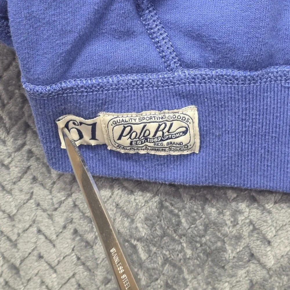 Polo Ralph‎ Lauren Full Zip Hoodie Boys Medium 10-12 Blue Pony Logo Spellout